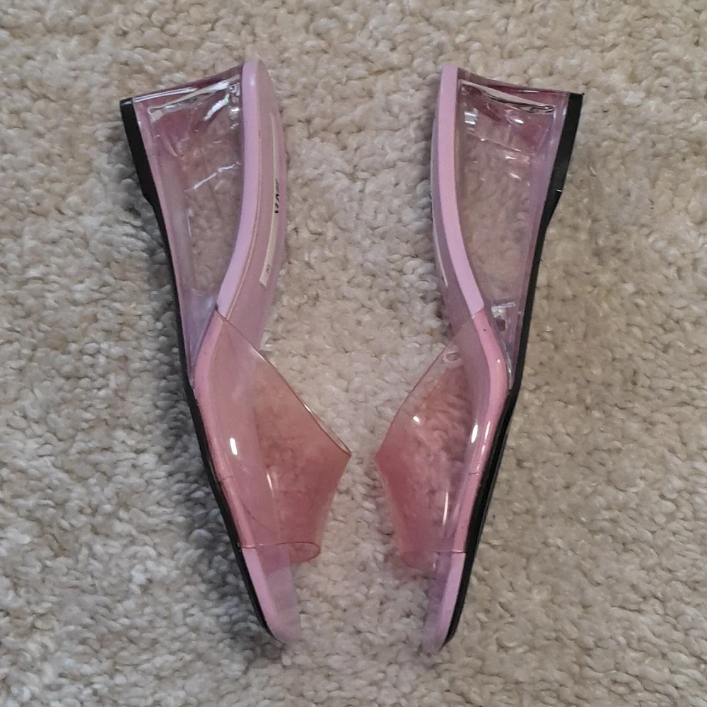ZARA PINK PVC WEDGES with Translucent Heels Size 8 - Picture 4 of 16